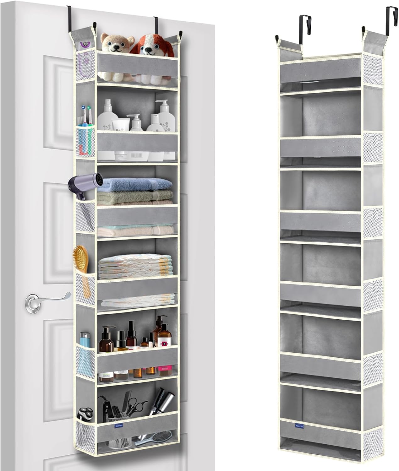 Over The Door Organizer 6-Shelves and 12 Side Pockets, Over The Door Storage for Bathroom Bedroom