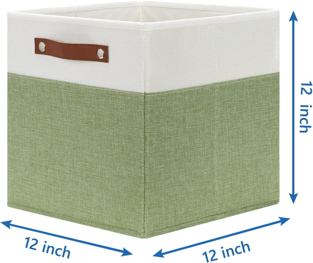 Temary 12 Inch Fabric Storage Cubes Storage Bins with Leather Handles, 4 Pack Cube Baskets Bins for