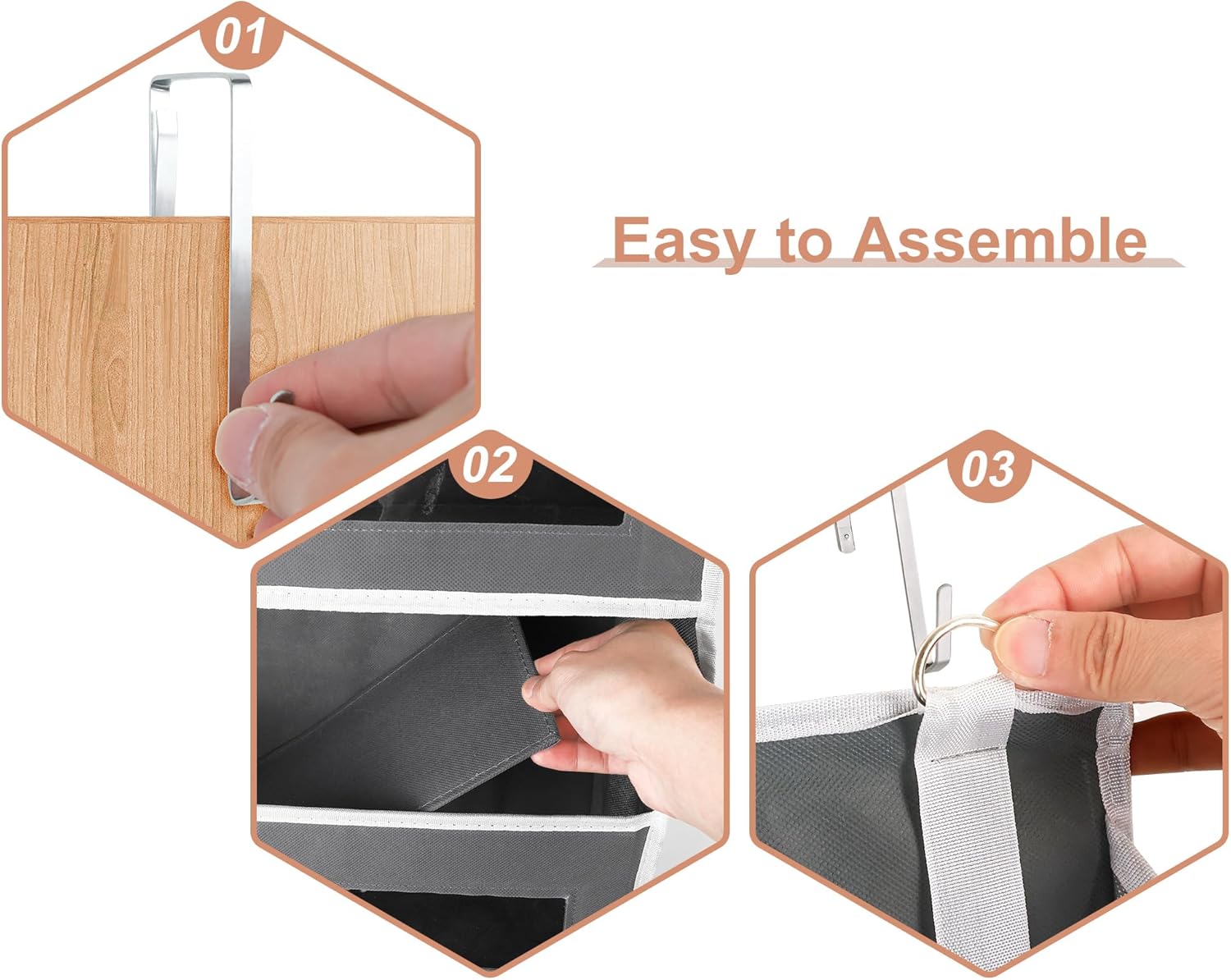 2 Packs 5-Tier Over The Door Organizer with 10 Side Mesh Pockets, 48 lbs Load Capacity, 3 Hooks