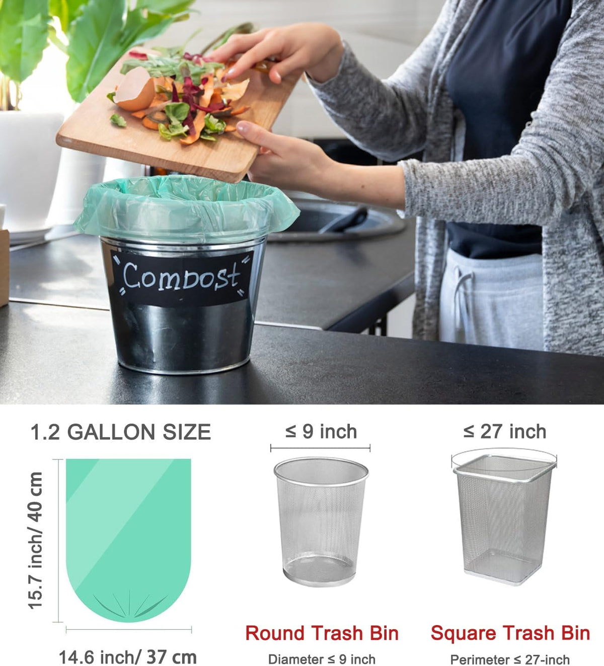200 Counts AYOTEE Mini Trash Bags,1.2 Gallon Small Compostable Trash Bags,Strong Unscented Compost