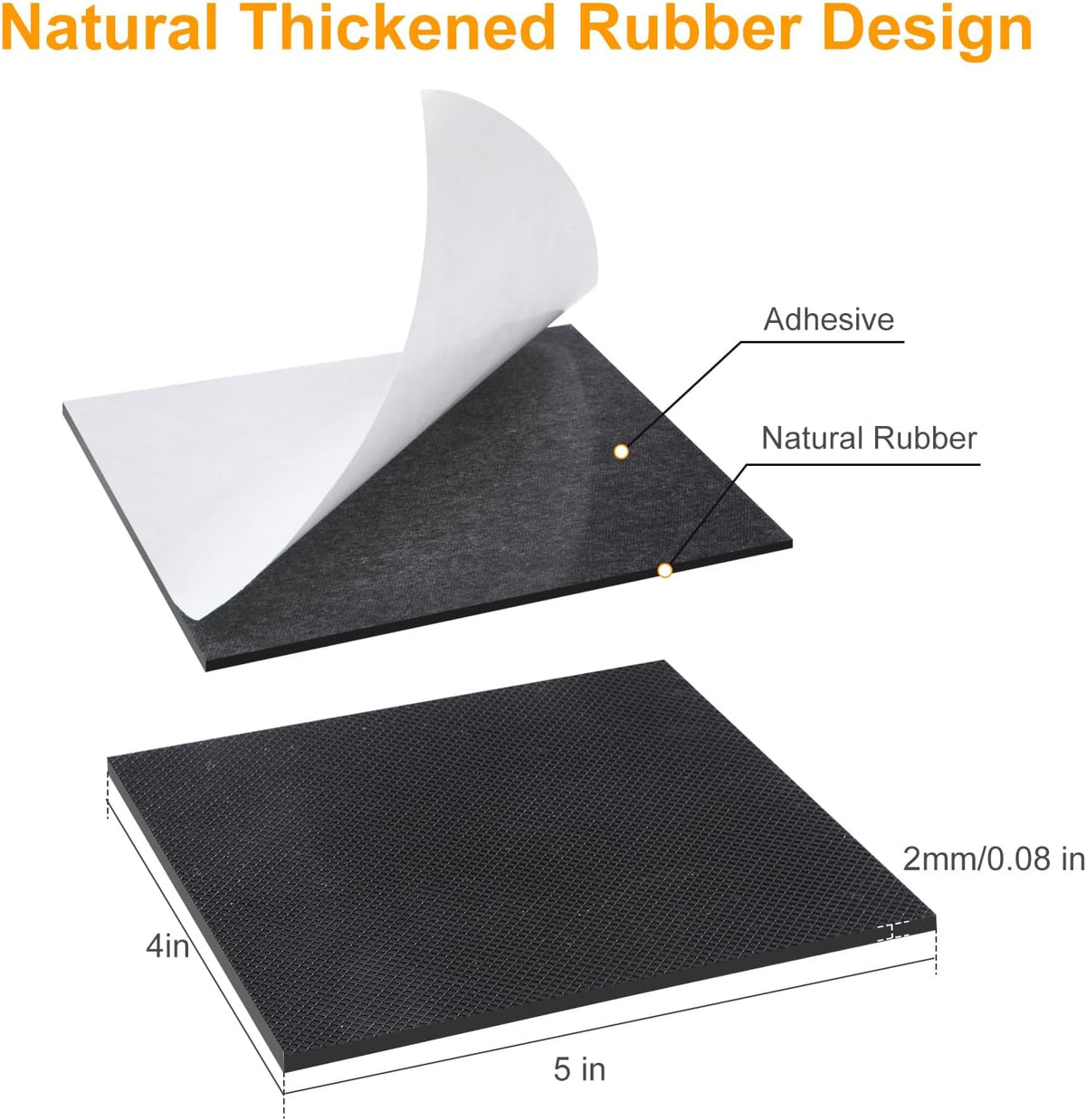 CHUNZEXI Non Slip Furniture Pads 6 PCS 5" x 4", Self Stick Rubber Grippers for Furniture Legs, Anti