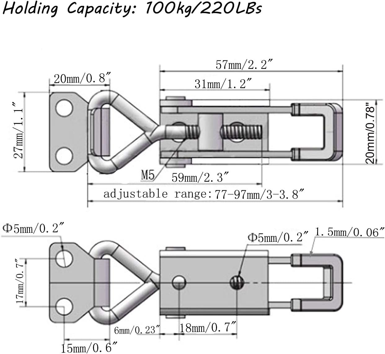 CUKAYO 4pcs Toggle Latch Clamp, 304 Stainless Steel Pull Hasp Latches, Quick Release Hand Tool