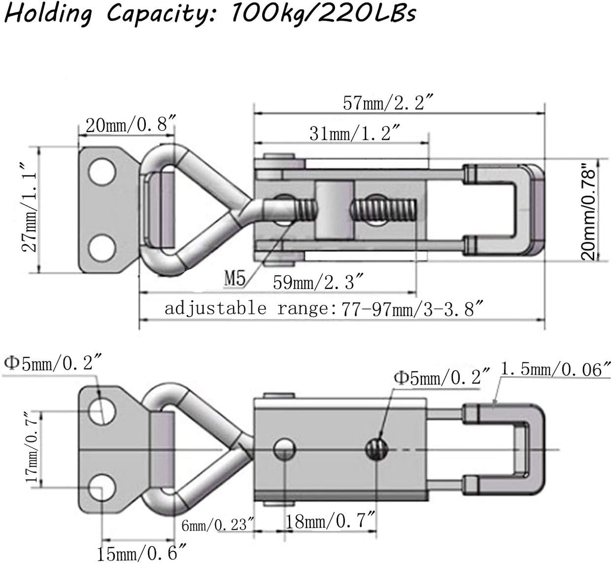 CUKAYO 4pcs Toggle Latch Clamp, 304 Stainless Steel Pull Hasp Latches, Quick Release Hand Tool