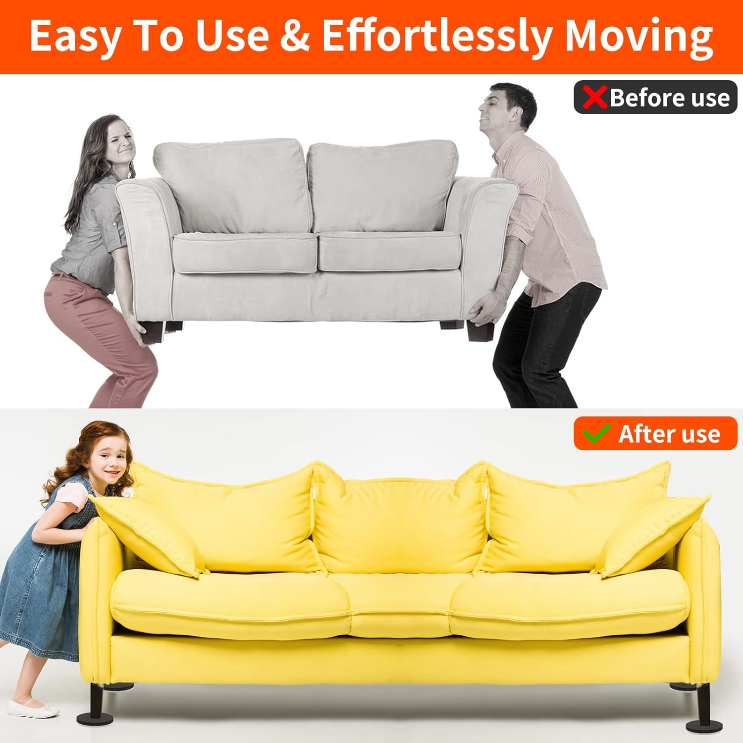 Ezprotekt 3.5" Felt Furniture Movers Sliders for Hardwood & Vinyl Floors, 16 Pcs Round Reusable