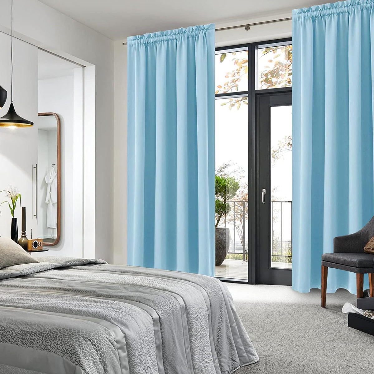 DWCN Blackout Curtains Room Darkening Thermal Insulated Bedroom Curtains Window Curtain Panels, 52