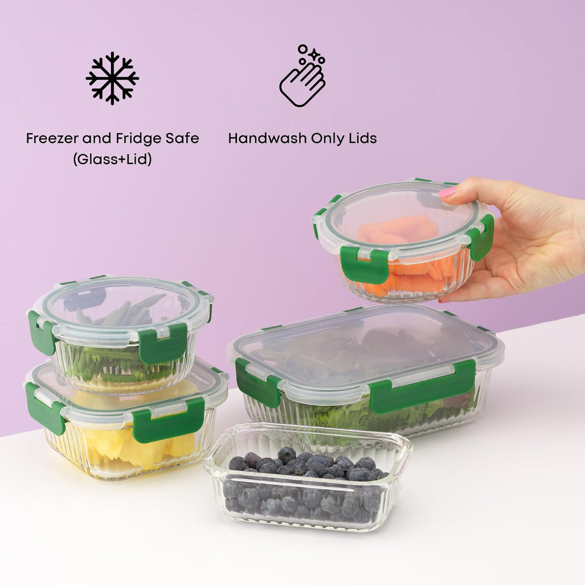 JoyJolt 24pc Borosilicate Glass Storage Containers with Lids | 12 Airtight/Freezer Safe Food