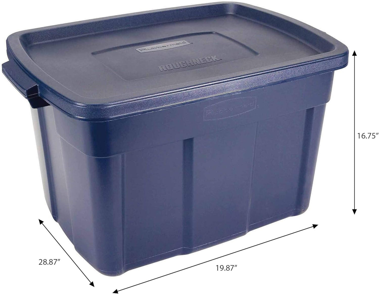 Rubbermaid Roughneck Tote 25 Gal, 4 Pack, Made in USA, Dark Indigo Metallic, Rugged Plastic