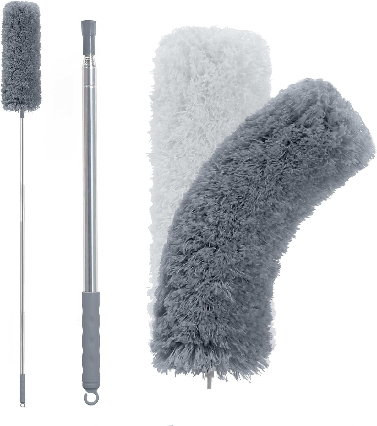 BOOMJOY Microfiber Feather Duster with 100 inches Extension Pole, Dusters for Cleaning High