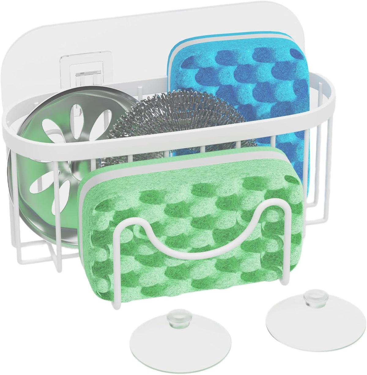 HapiRm Sponge Holder for Kitchen Sink - Sink Caddy with Unique M-Shaped, 2 Installation Methods