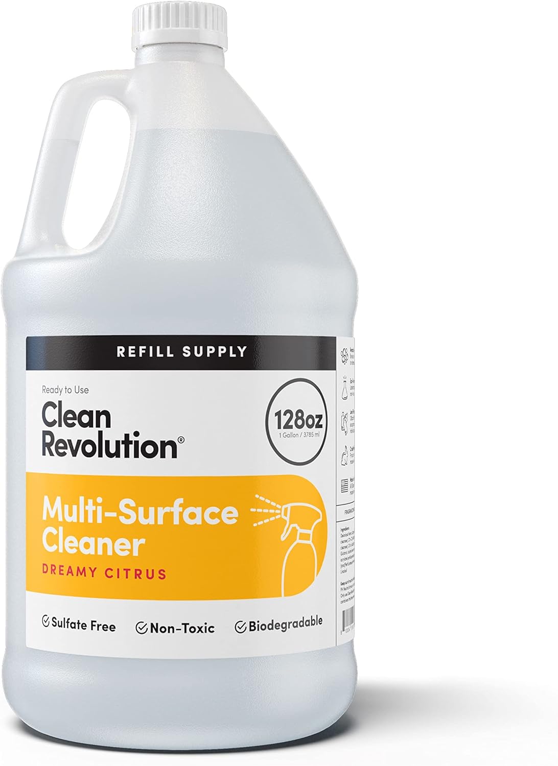 Clean Revolution Multi Surface Cleaner Refill Supply, Non-Toxic, Eco-Friendly & Plant-Based, Ready