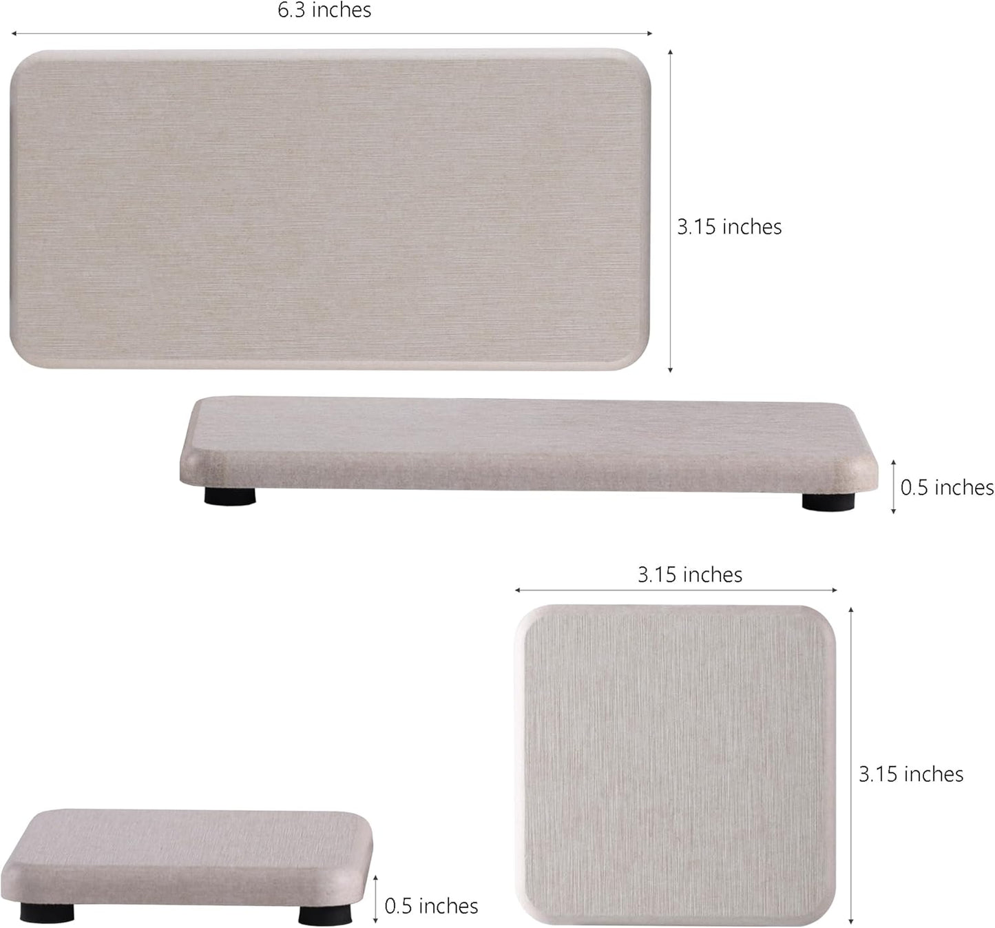 Set of 4 Water Absorbent Diatomite Coasters, Diatomaceous Earth Kitchen Soap Dish, Bathroom Trays