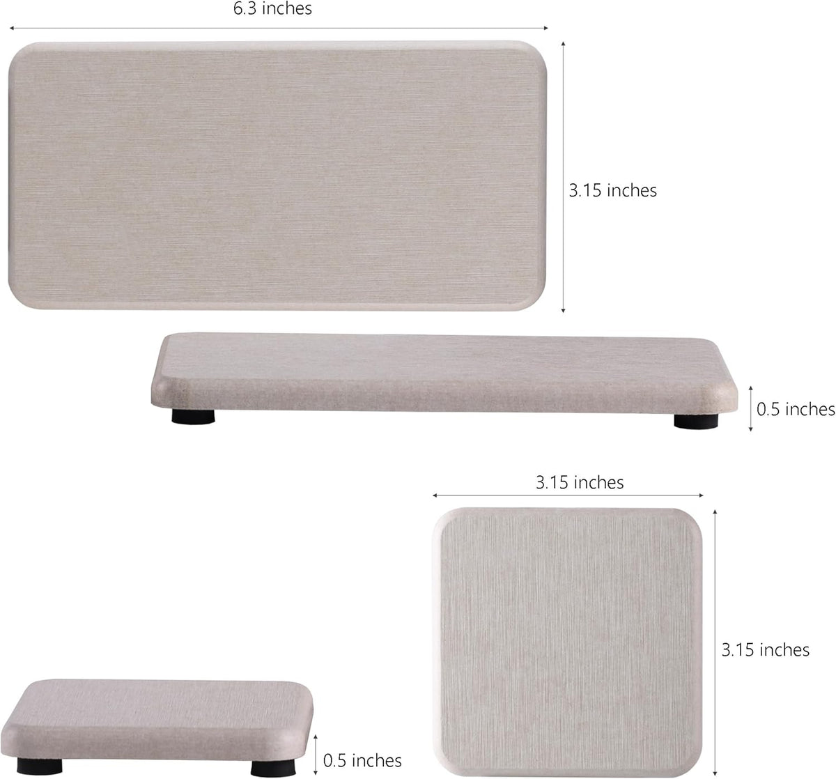 Set of 4 Water Absorbent Diatomite Coasters, Diatomaceous Earth Kitchen Soap Dish, Bathroom Trays