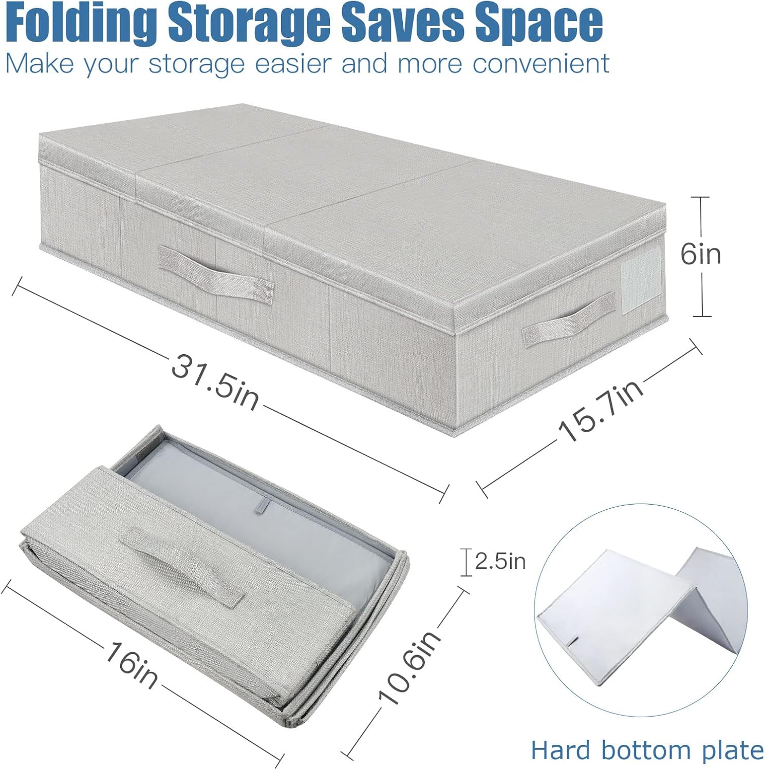 Underbed Storage Containers Bin with Lids, Large Under Bed Storage Organizer Box with Handle