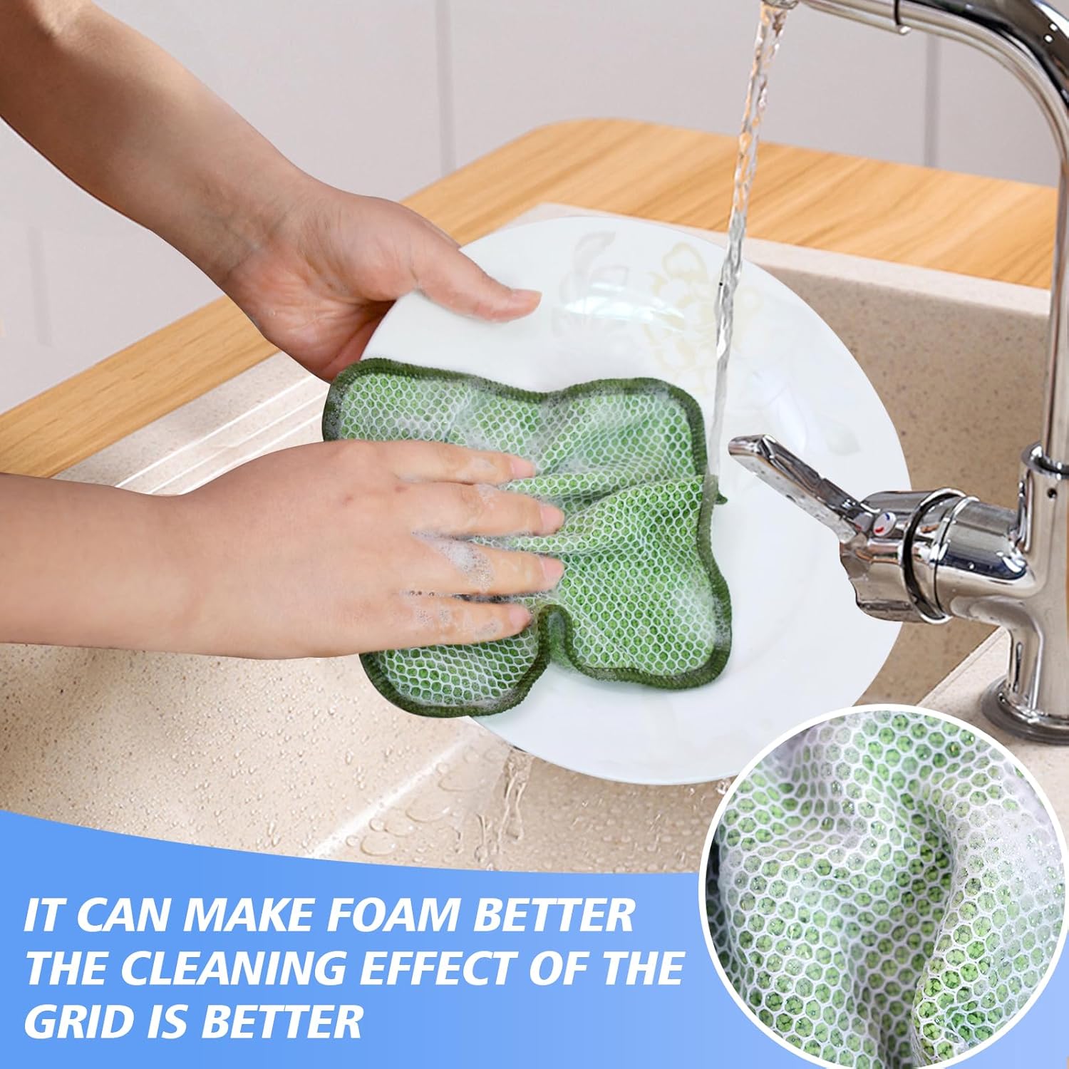 KinHwa Kitchen Washcloths for Dishes Absorbent Microfiber Dish Cloths Quick Dry Dish Rags with Poly