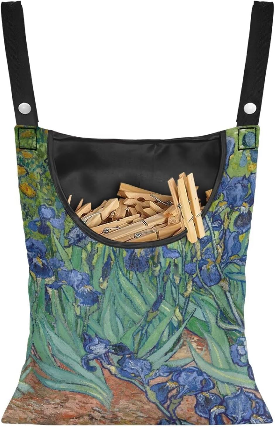 Famous Oil Painting Iris Print Home Clothespin Organizer Bag 14.5"x12" - Large Opening Design for