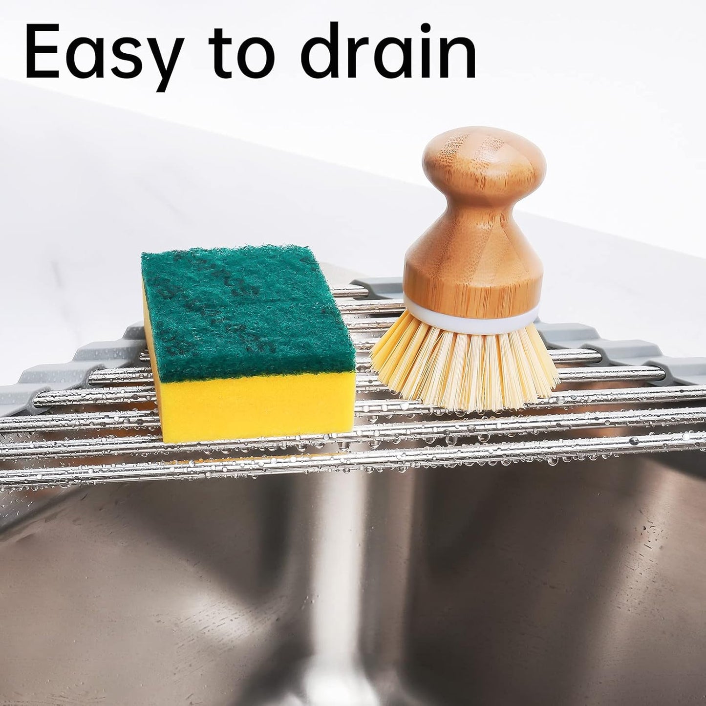 Tomorotec Triangle Roll-Up Dish Drying Rack for Sink Corner Small Foldable Stainless Steel Over The