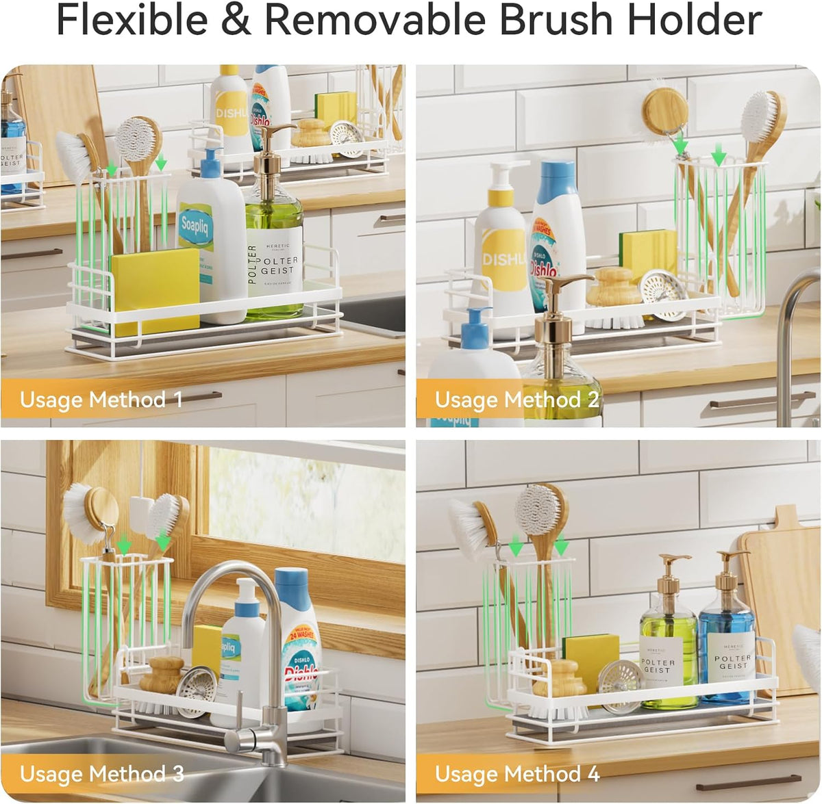 Yofidra Sink Caddy with Stone Drying Tray: Stainless Steel Soap Dispenser Kitchen Sink Organizer
