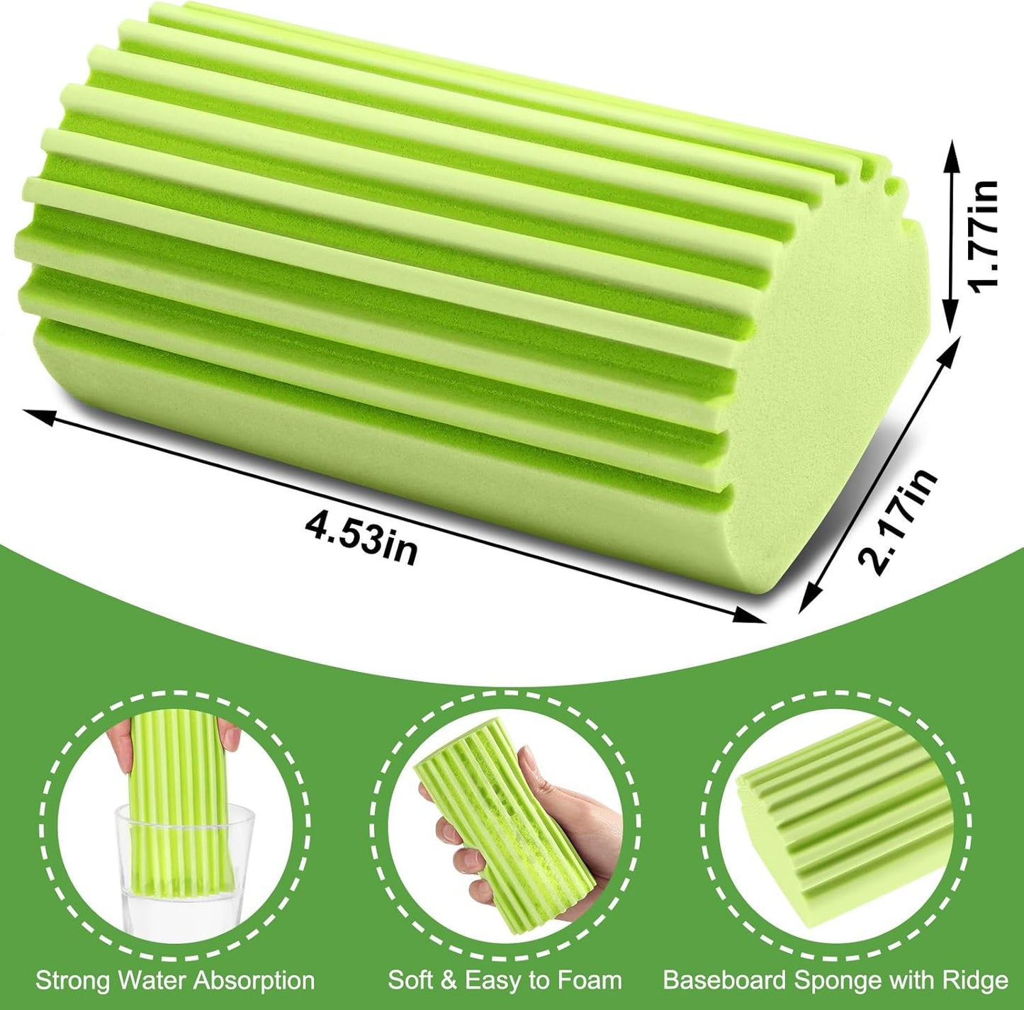 4-Pack Damp Clean Duster Sponge, Sponge Cleaning Brush, Duster for Cleaning Blinds, Glass