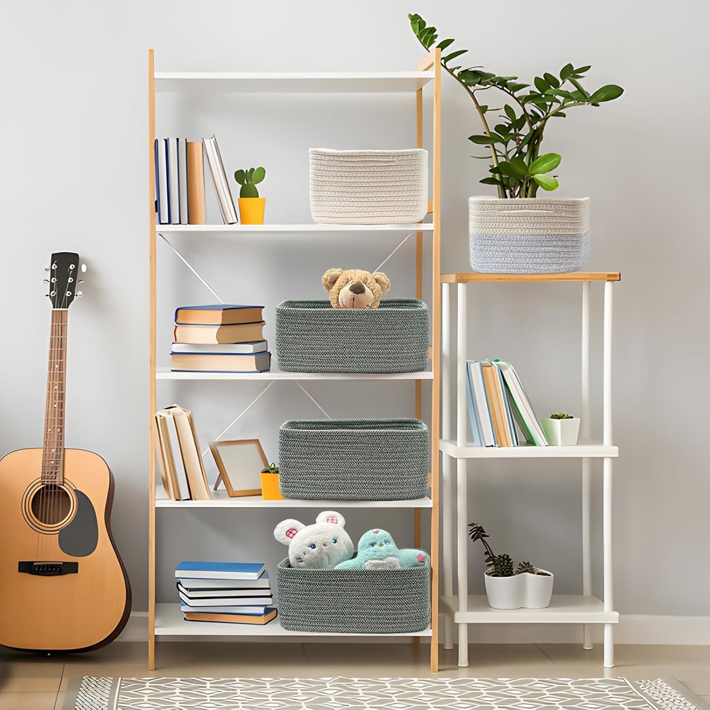 COMFY-HOMI 11.5"x7.5"x4.7" Storage Baskets for Organizing | Cotton Rope Woven Basket | Toy Storage