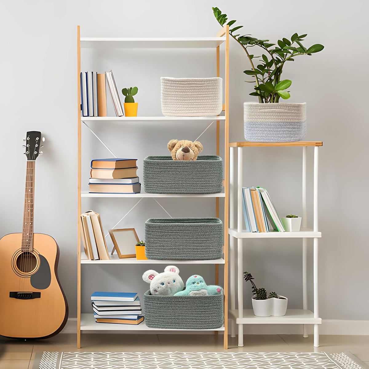 COMFY-HOMI 11.5"x7.5"x4.7" Storage Baskets for Organizing | Cotton Rope Woven Basket | Toy Storage