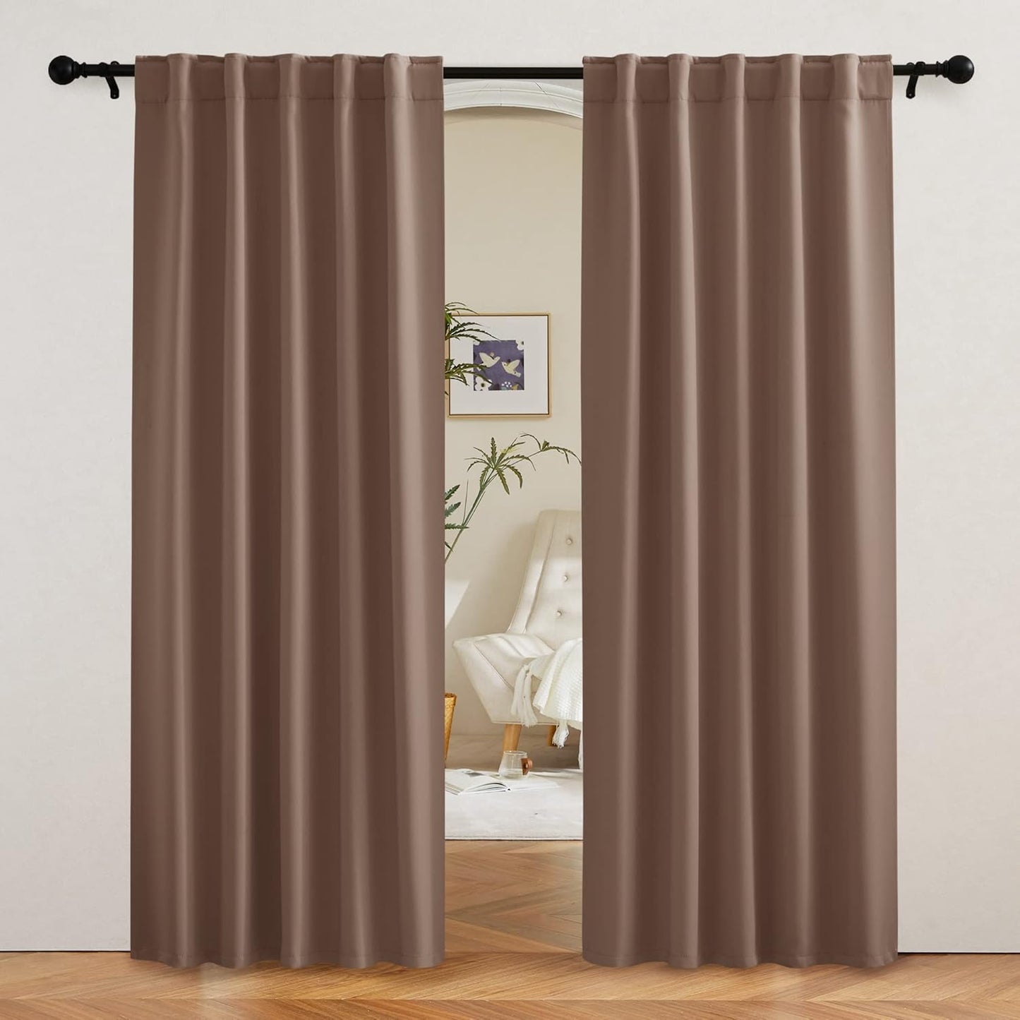 RYB HOME Blackout Curtains 80 inches Long Thermal Insulating Large Window Curtains for Living Room