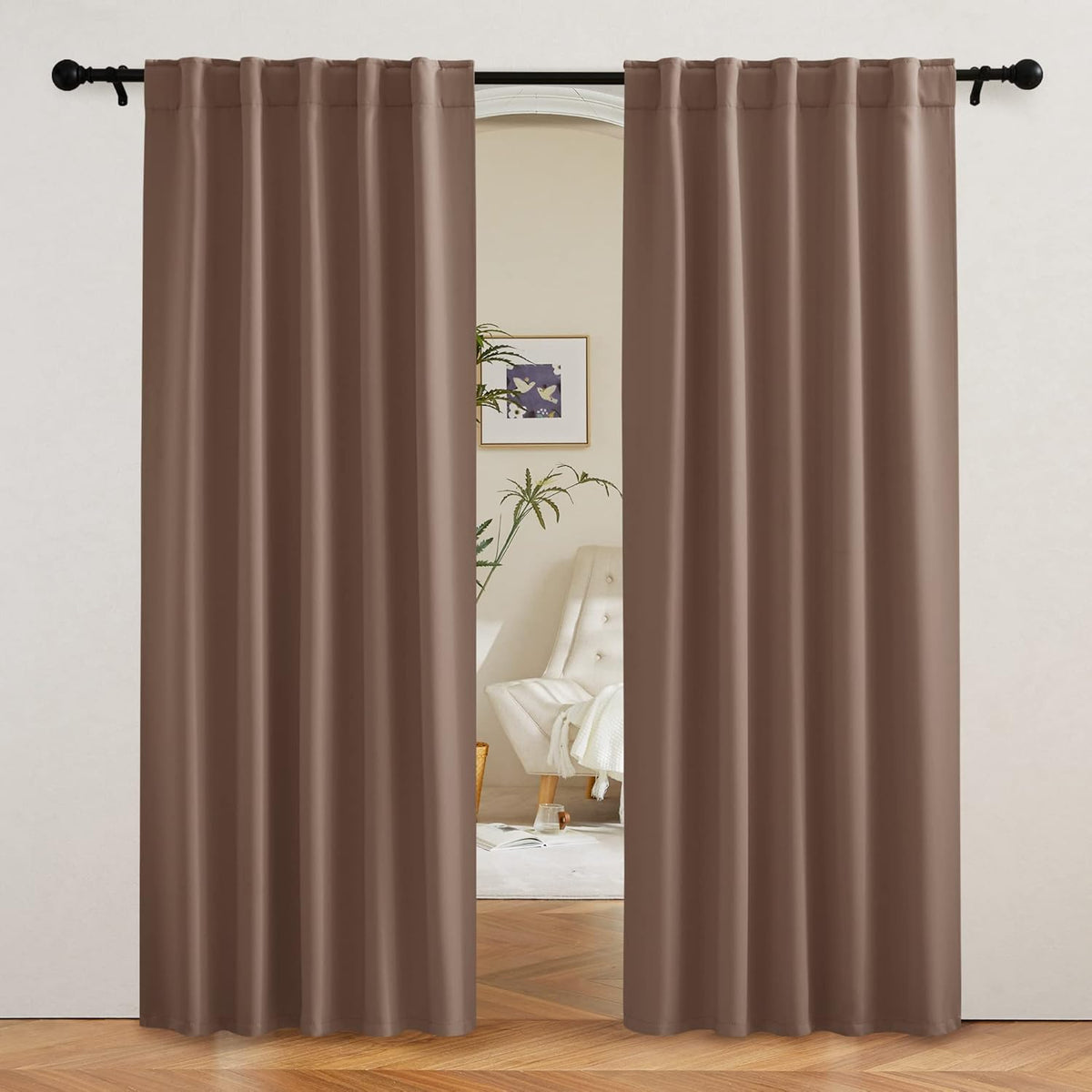 RYB HOME Blackout Curtains 80 inches Long Thermal Insulating Large Window Curtains for Living Room