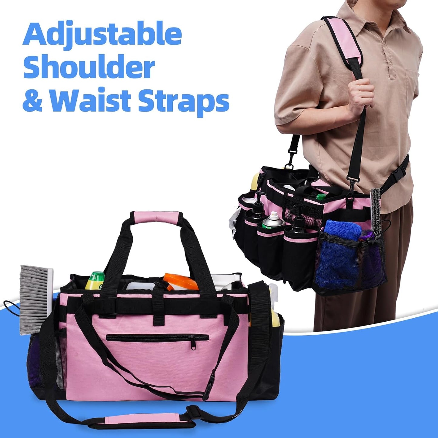 Large Cleaning Caddy, Professional Wearable Supplies Bag for Housekeepers, House Cleaners, and Car