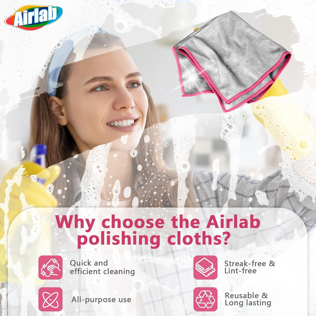 Glass Polishing Cloth Streak Free Miracle Microfiber Cleaning Cloth Lint Free Cleaning Rags for