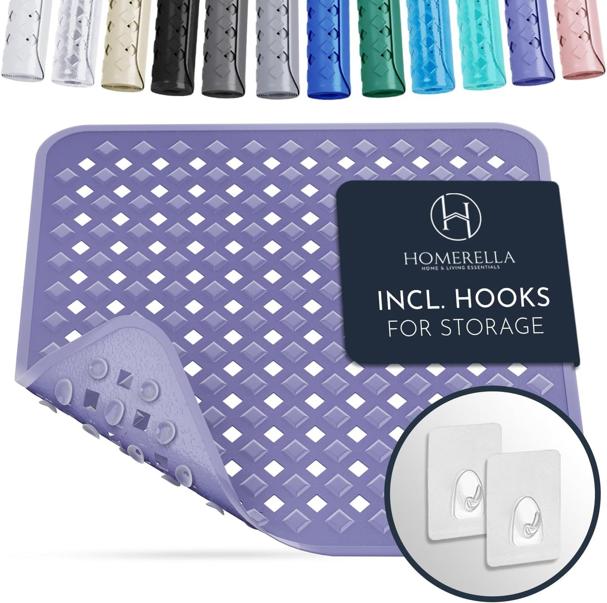 Homerella Anti Slip Shower Mat | Anti Mold Non Slip Bathtub Mat for Inside Shower | Square Floor