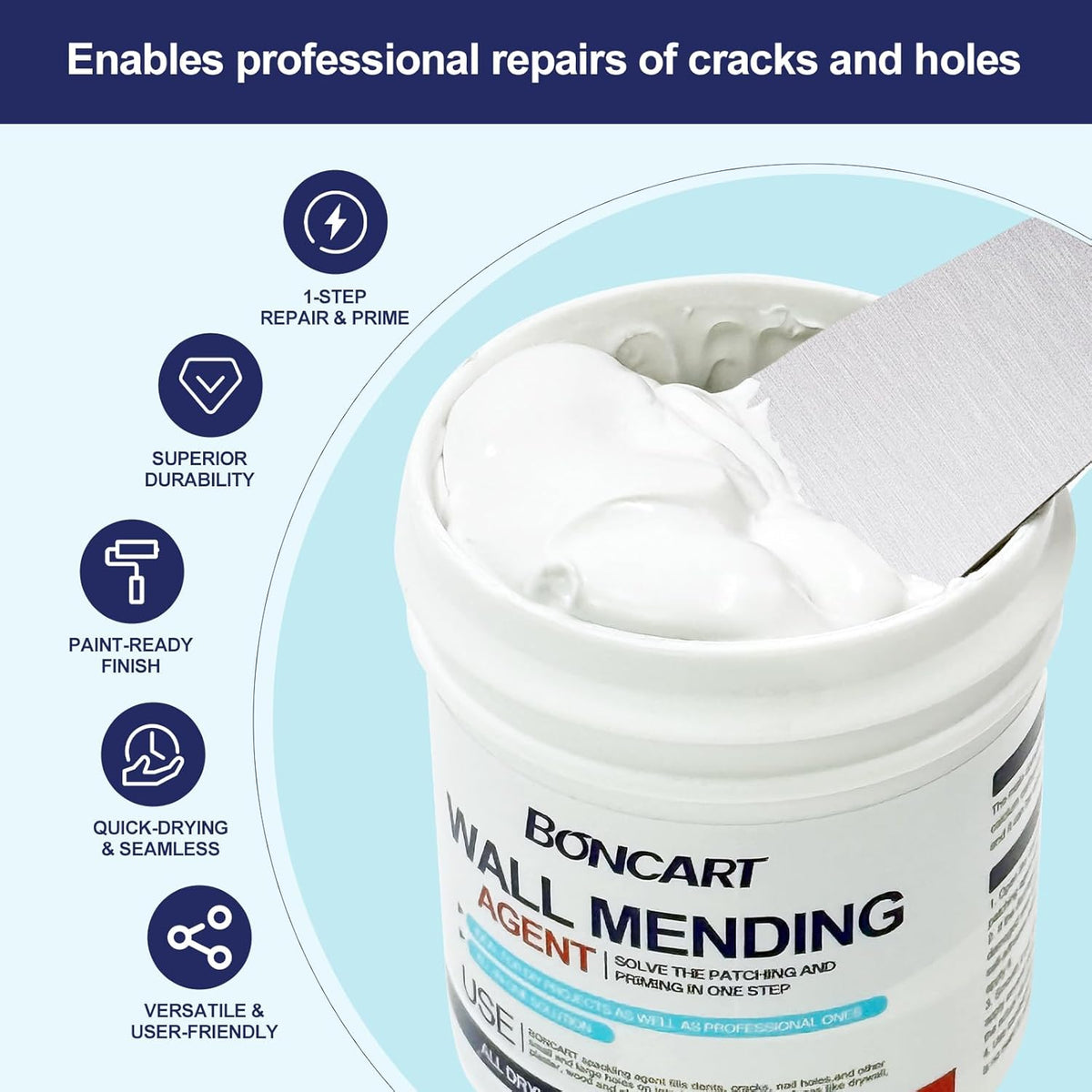 8.6oz Drywall Patch Repair Kit - Professional All-in-1 Tool Set (Scrapers/Sandpaper/Texture