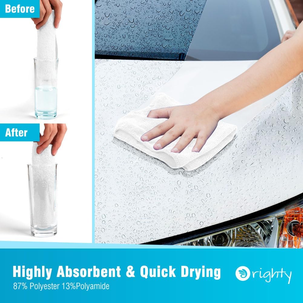 Orighty Microfiber Cleaning Cloth, 12 Pack Microfiber Towels for Cars, Highly Absorbent Car