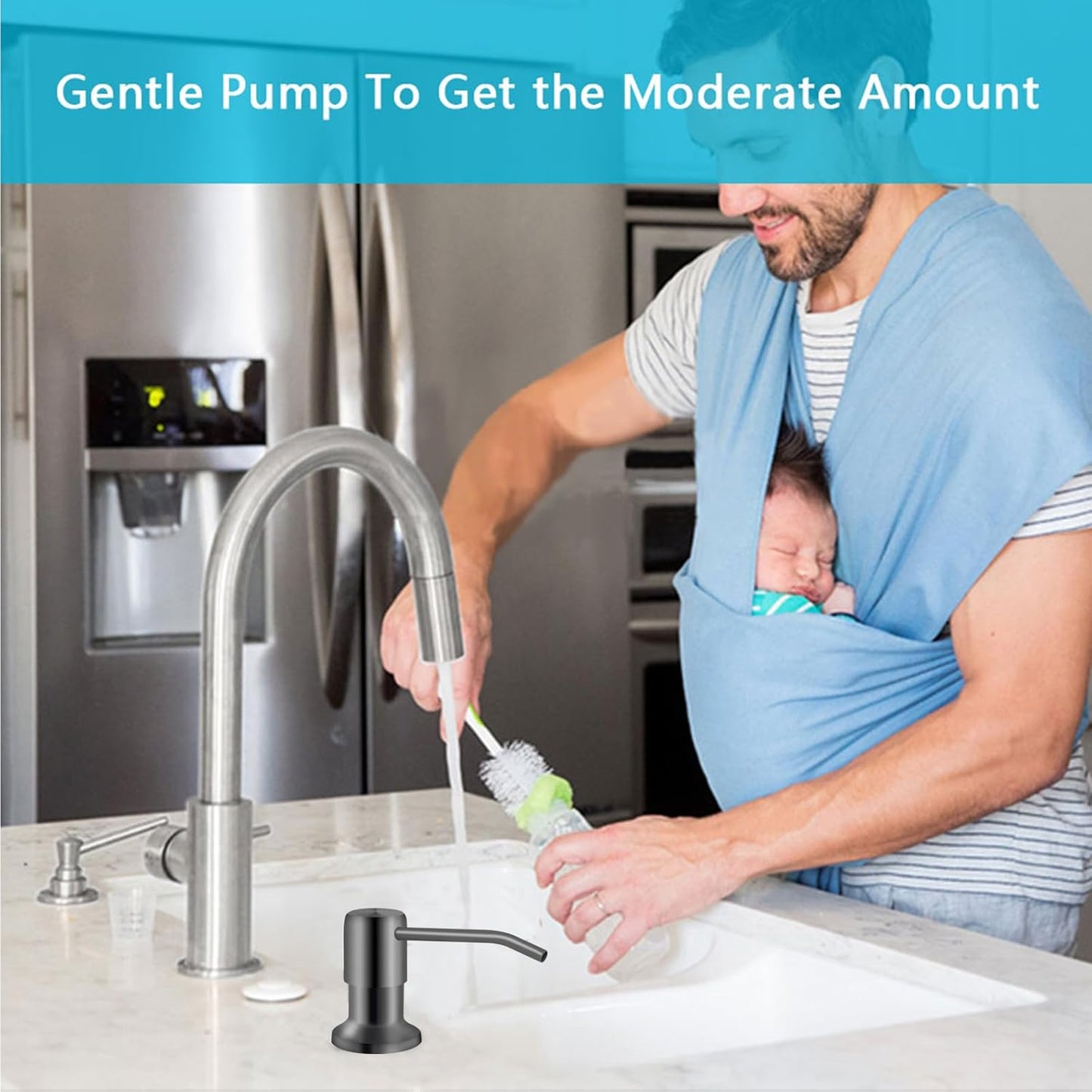 Kitchen Sink Soap Dispenser With 47" Extension Tube Kit, Under Sink Pump, No Need for Refills, Good