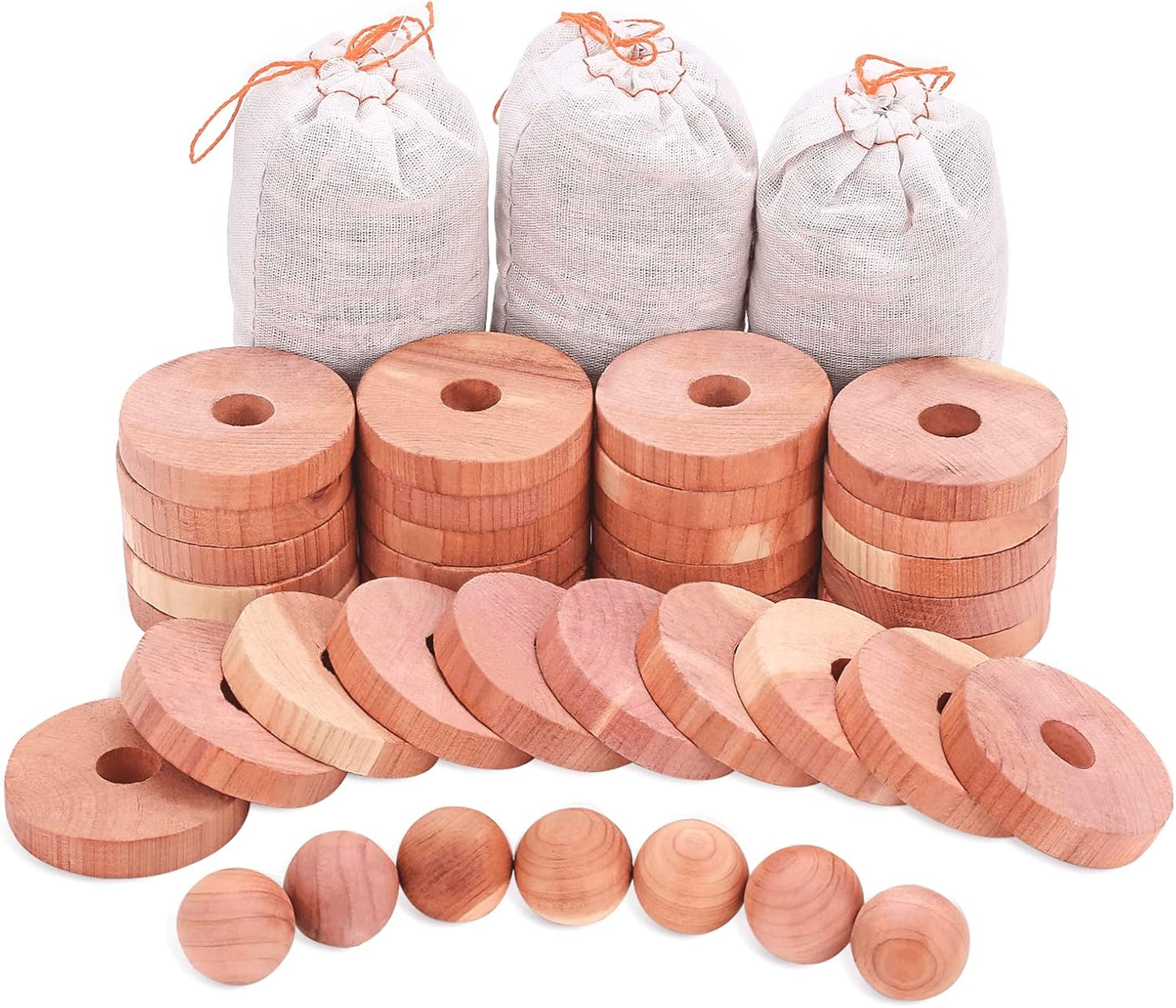 Homode Cedar Chips and Bags, Fresh Cedar Wood Rings and Sachets for Clothes and Shoes Storage