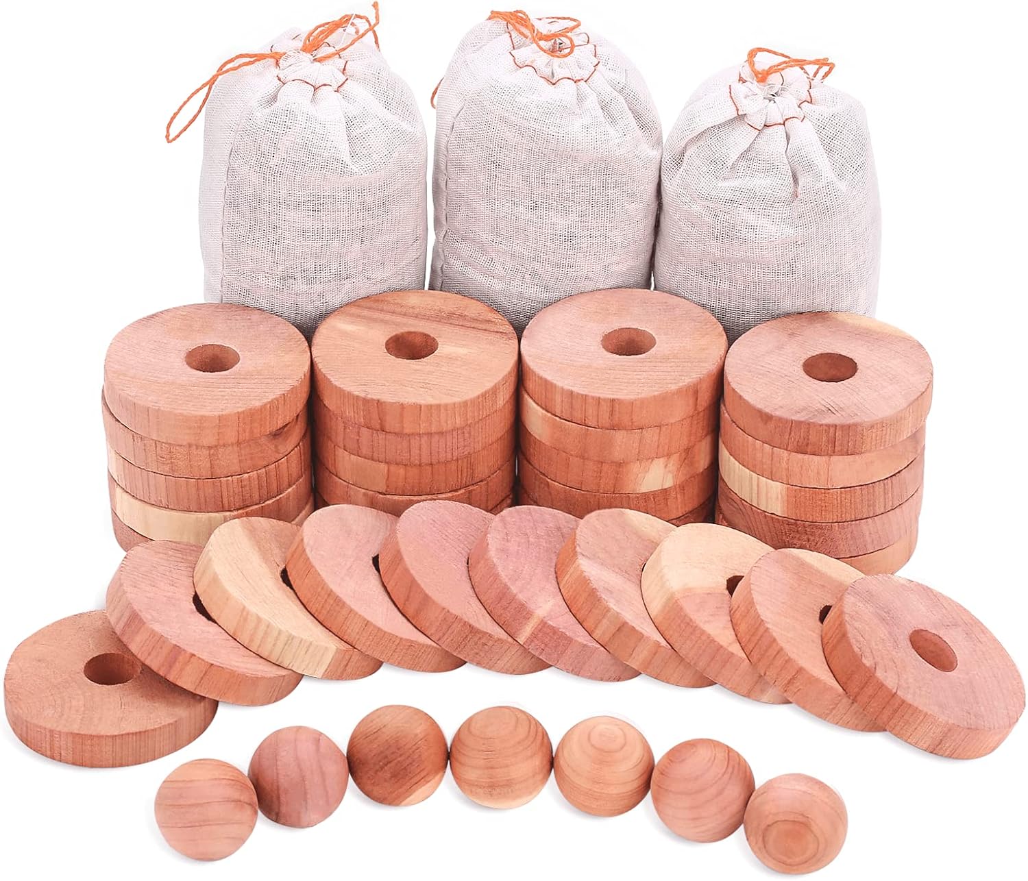 Homode Cedar Chips and Bags, Fresh Cedar Wood Rings and Sachets for Clothes and Shoes Storage