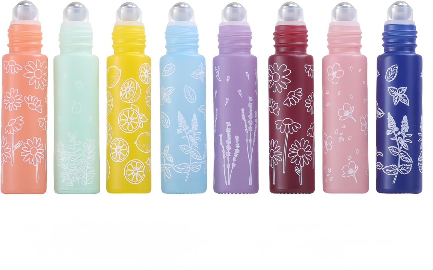 10 Pcs Purple Glass Essential Oil Roller Bottles, 10ml Refillable Roll-on Bottles with Stainless
