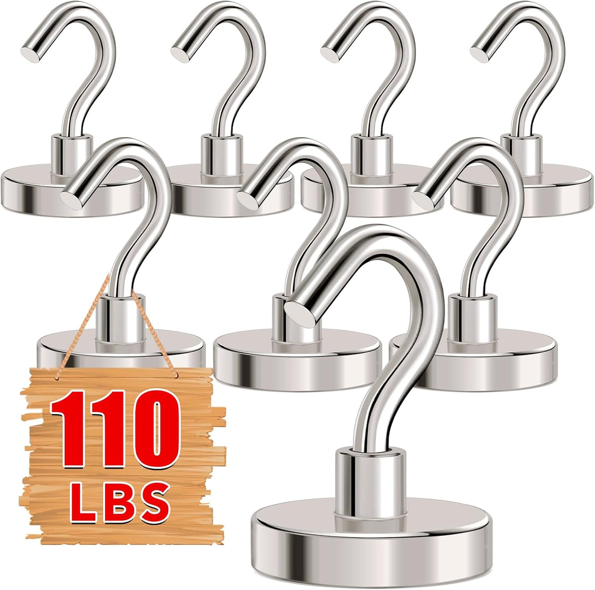 MIKEDE Magnetic Hooks Heavy Duty,110LB+ Strong Magnet with Hook, Super Neodymium Cruise Hooks