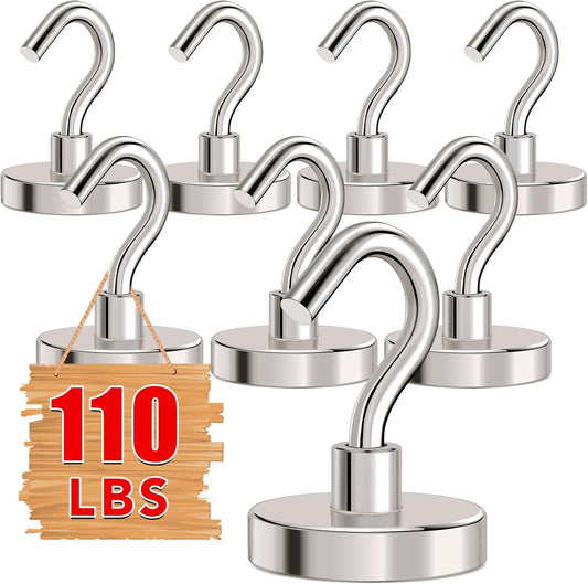 MIKEDE Magnetic Hooks Heavy Duty,110LB+ Strong Magnet with Hook, Super Neodymium Cruise Hooks