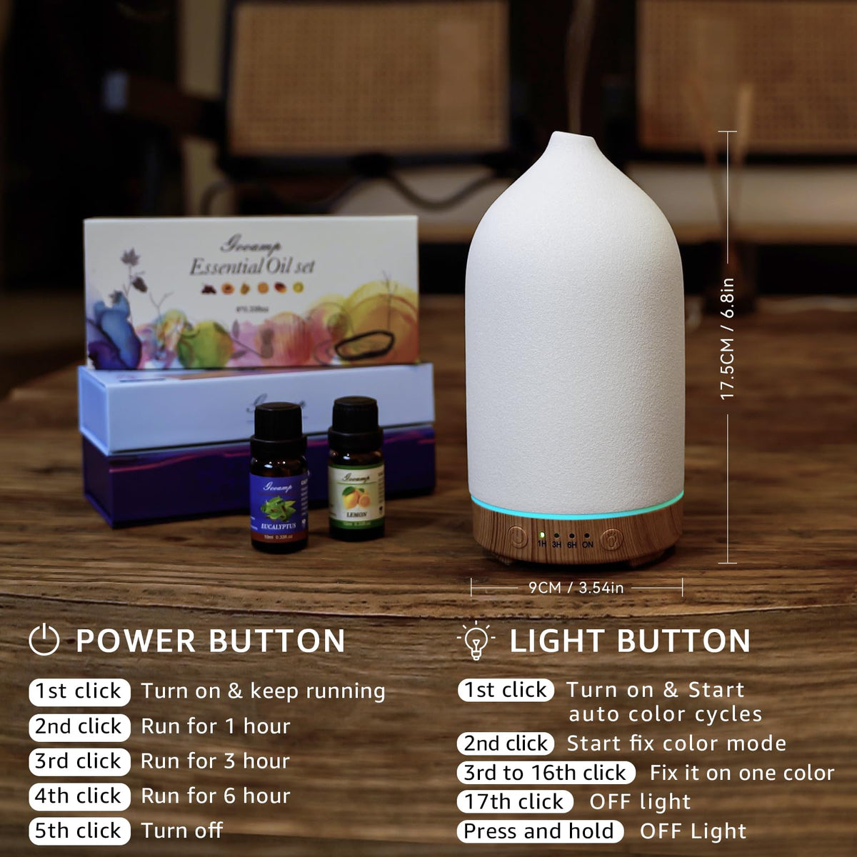 Gooamp 200ML Ceramic Essential Oil Diffuser for Home – view 8