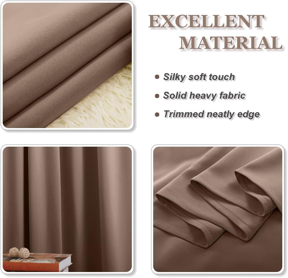 PONY DANCE Blackout Curtains Mocha - Thermal Insulated All Seasons Grommet Top Curtain Drapes