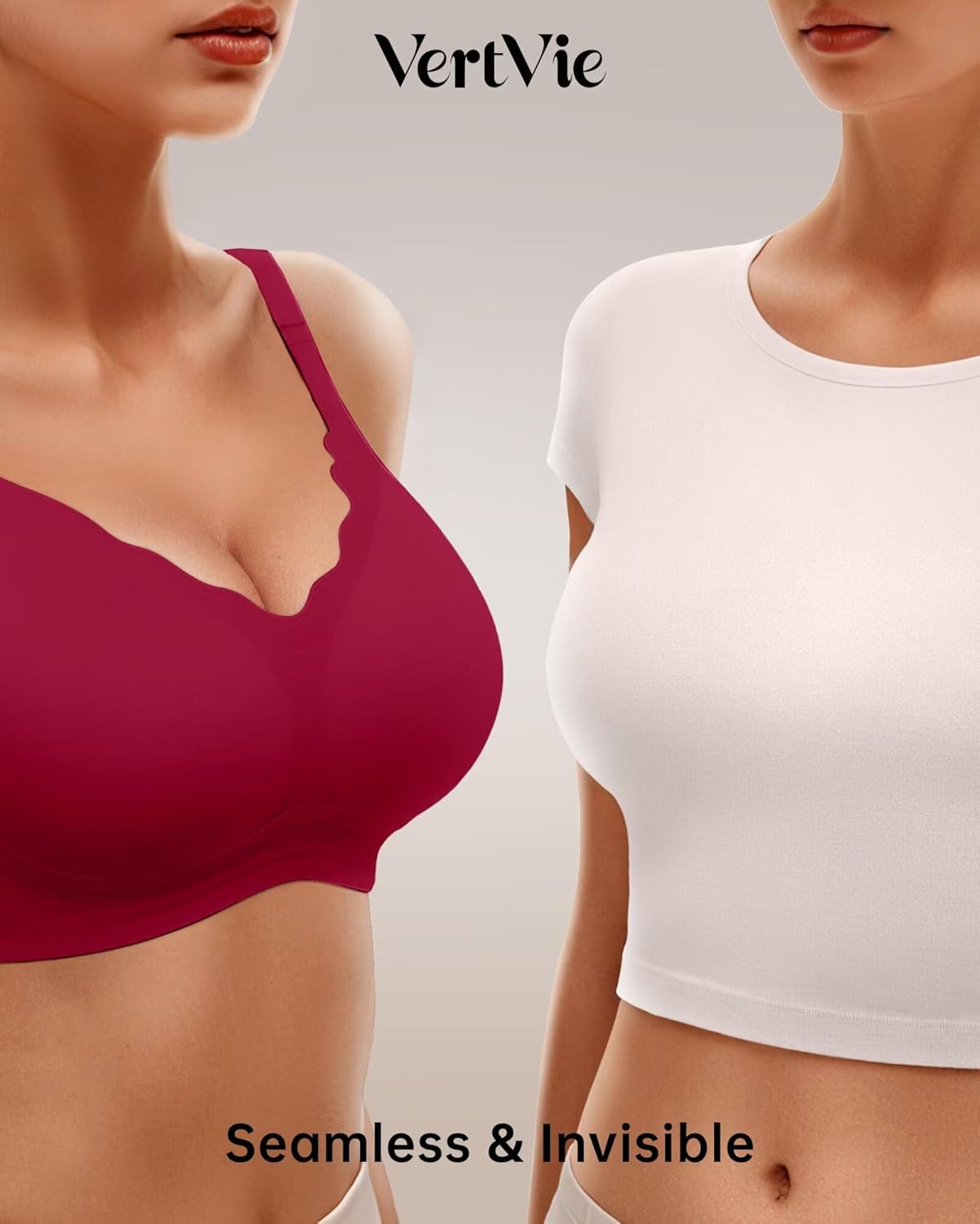 Vertvie Womens Seamless Bras No Underwire Supportive Wireless Push Up Full Coverage Bralette