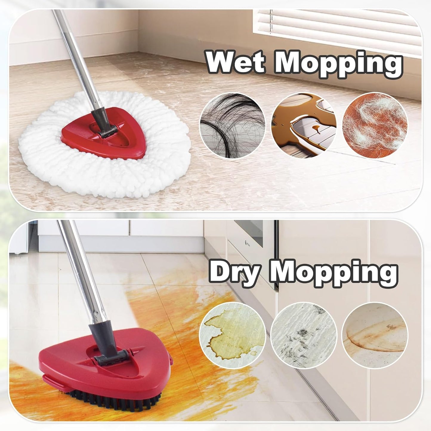 Mop Heads Replacement for Ocedar, Mop Replace Head for Ocedar EasyWring 1 Tank, Microfiber Spin Mop