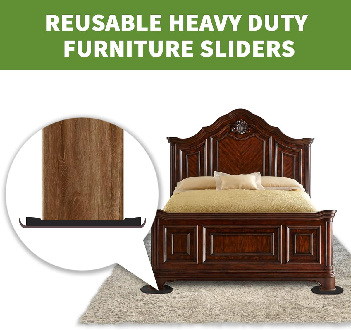 Furniture Sliders for Carpet 4 PCS - 9 1/2 inch Furniture Moving Slider Chair Legs Floors