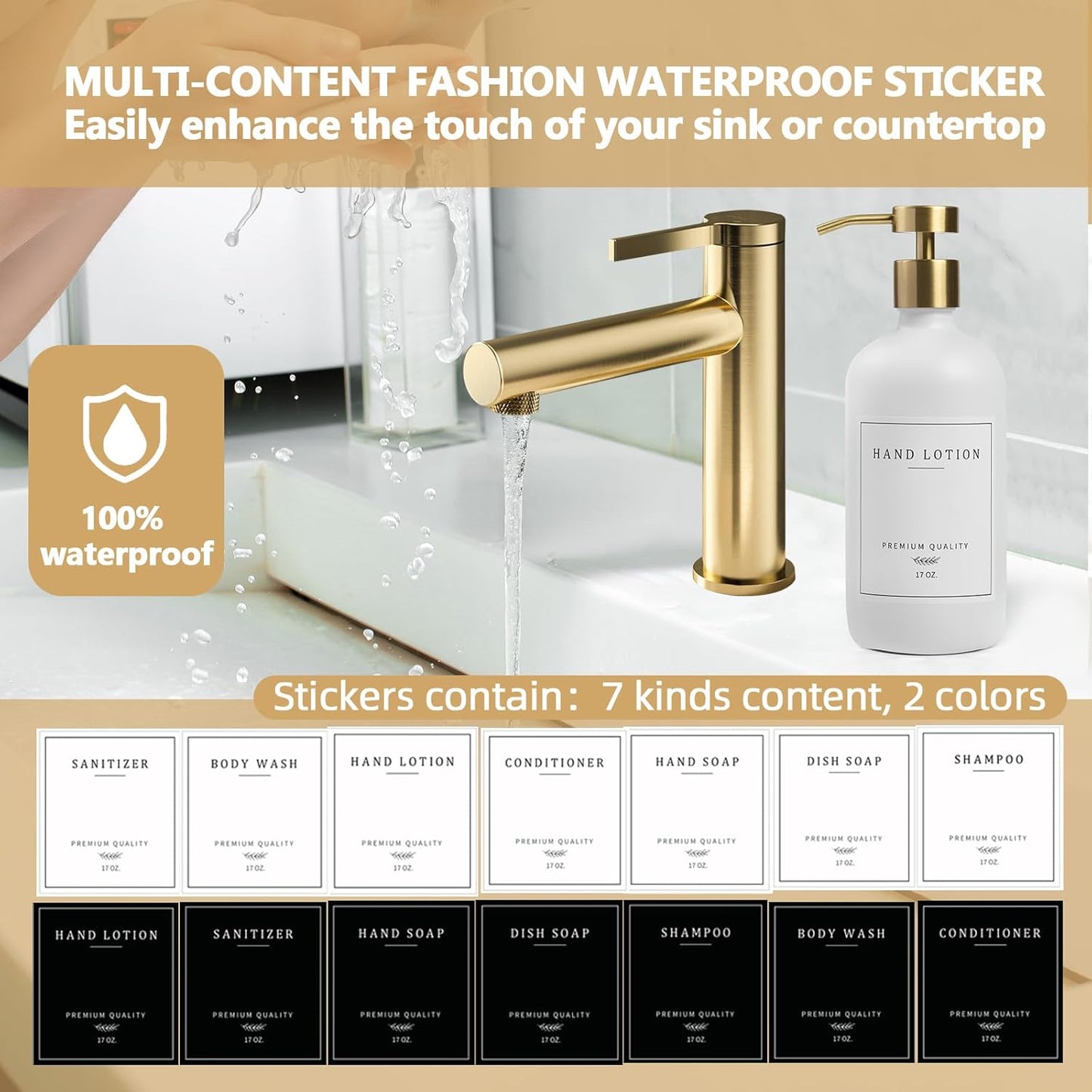 Soap Dispenser Bathroom - Kitchen Dish and Hand Soap Dispenser Set, Glass Bathroom Soap Lotion