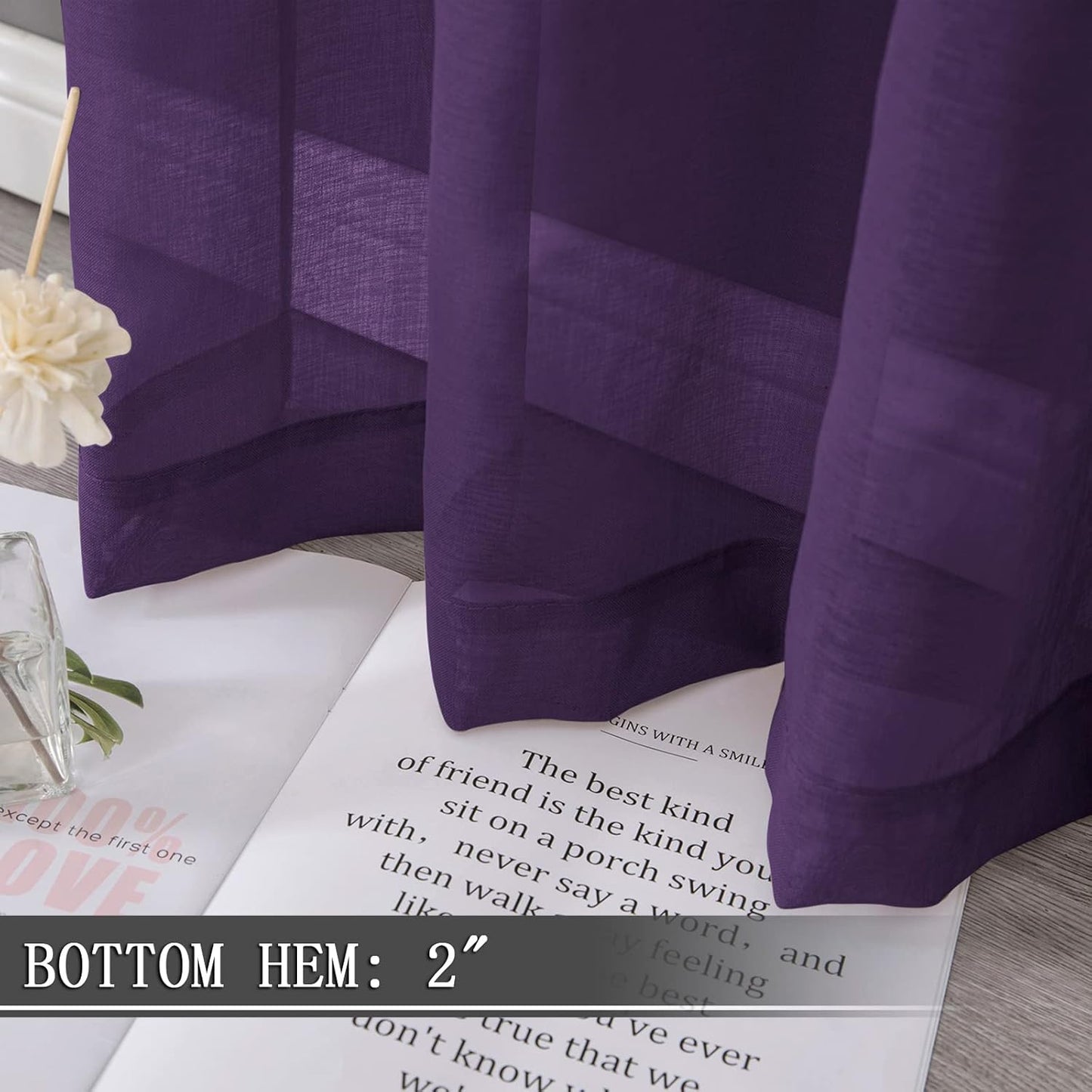 Tollpiz Short Sheer Tier Curtains Linen Textured Half Kitchen Curtain Sheers Light Filtering Rod