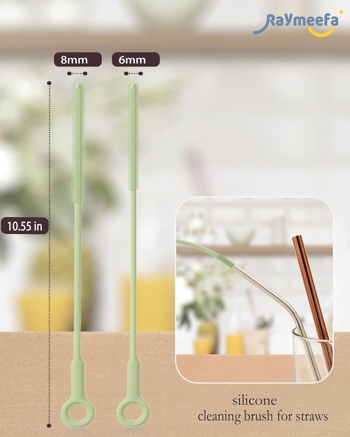 Extra Long Straw Cleaner Brush,Reusable and Soft Silicone Straw Cleaning Brush to Clean
