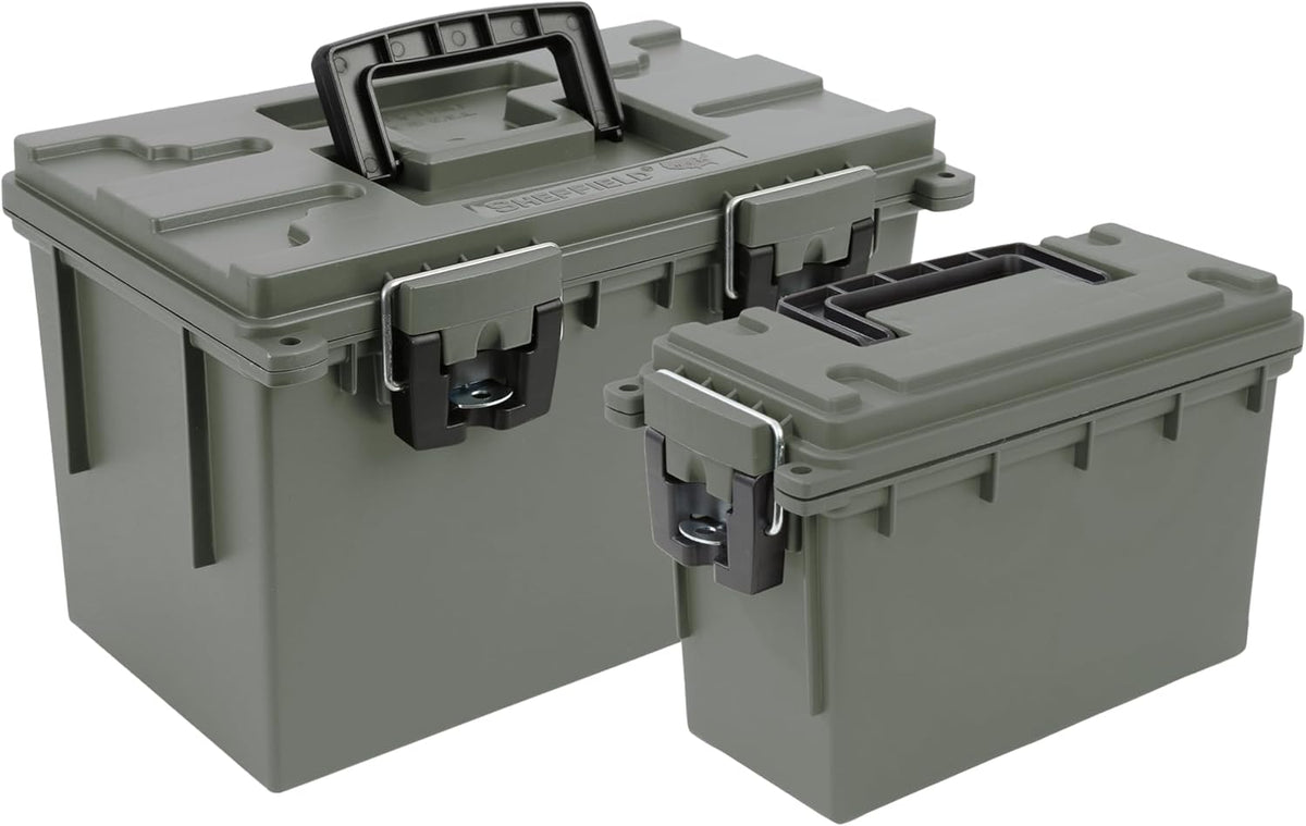 Sheffield 12713 Storage Bins With Lids, 2-Pack Stackable Storage Bins, Made in USA, Lockable and