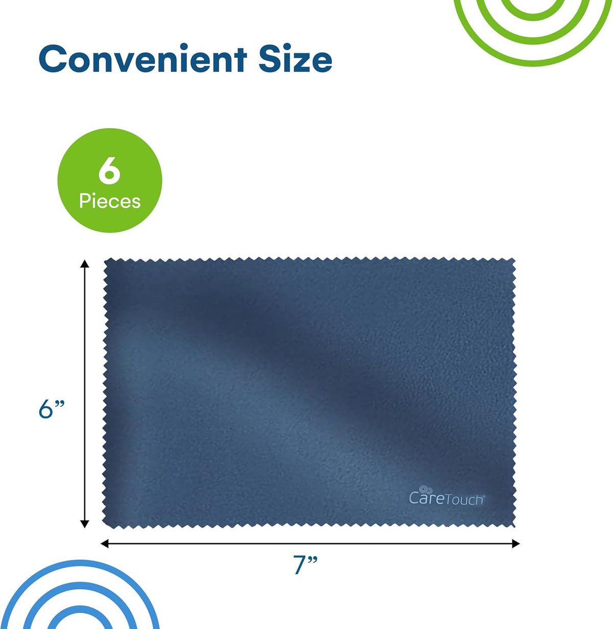Care Touch Microfiber Cleaning Cloths, 6 Pack - Cleans Glasses, Lenses, Phones, Screens, Other