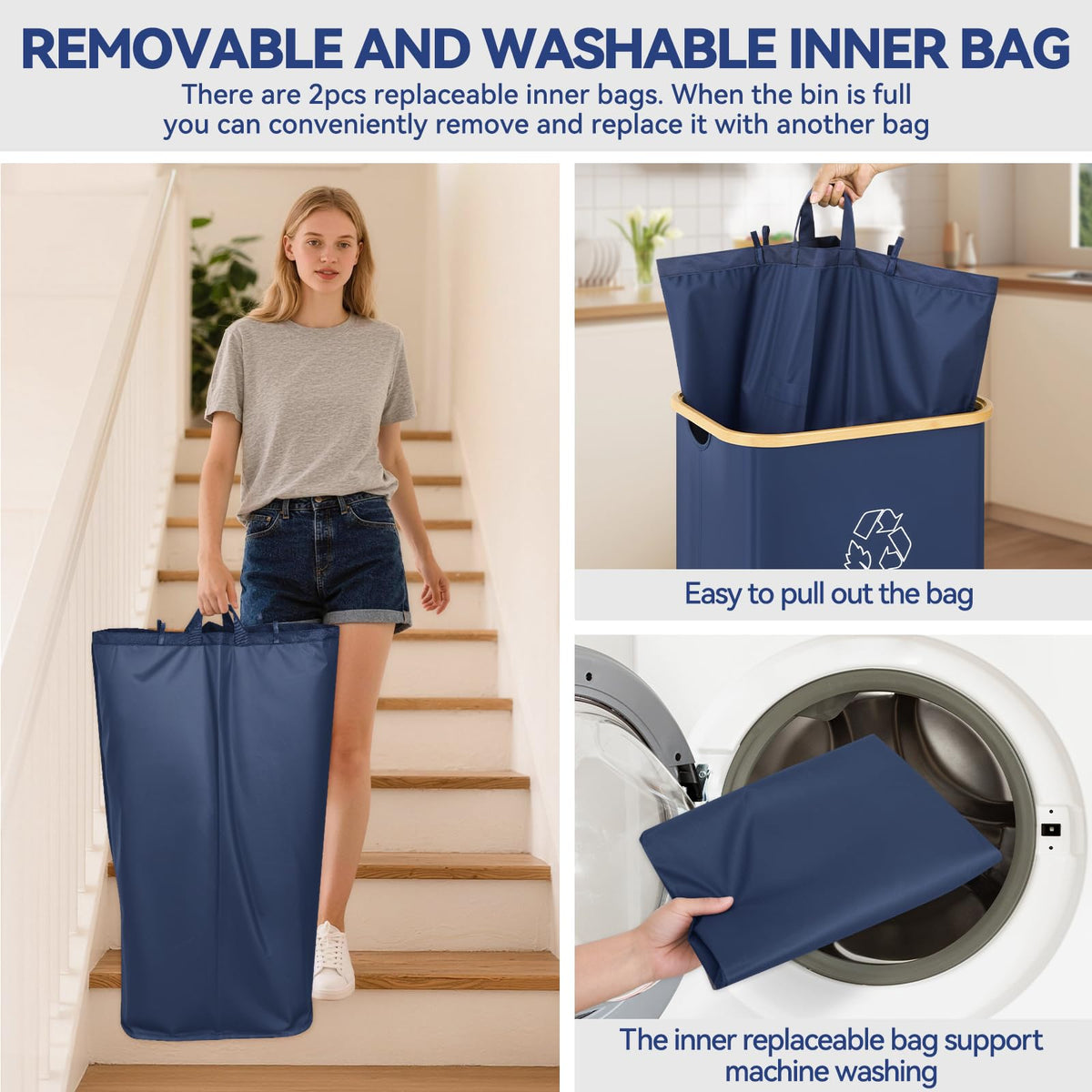 CFGUK Recycling Bin for Kitchen, 26 Gallon 100L Indoor Home Recycle Bin with Lid and 2 Removeable