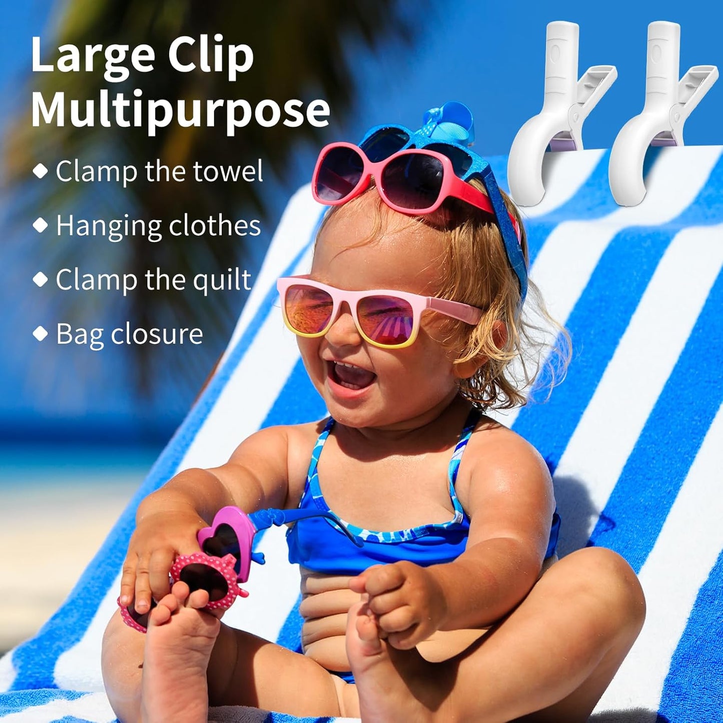 Senbowe 12 Pack Beach Towel Clips,Pool Chair Clips,Heavy Duty Plastic Clothes Pins,Quilt Drying