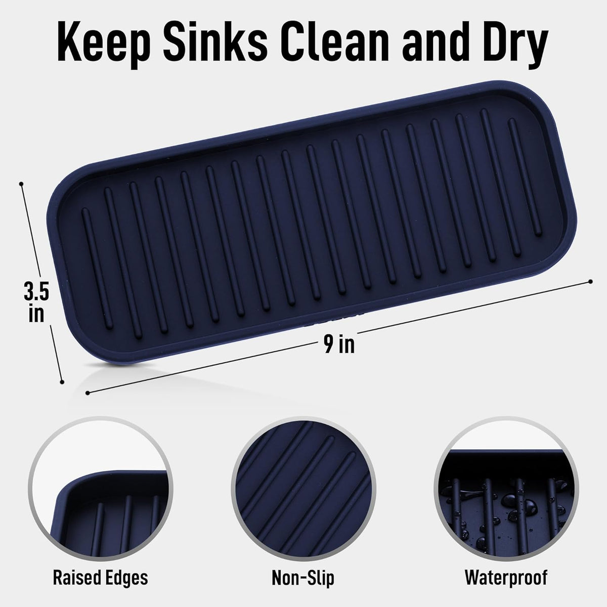 Zulay Kitchen (9x3.5) Silicone Sponge Holder for Kitchen Sink - Flexible Multipurpose Soap Tray